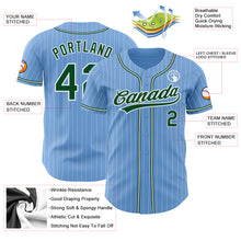 Загрузить изображение в средство просмотра галереи, Custom Light Blue White Pinstripe Green Authentic Baseball Jersey