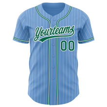 Загрузить изображение в средство просмотра галереи, Custom Light Blue White Pinstripe Kelly Green Authentic Baseball Jersey