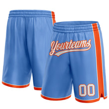 Laden Sie das Bild in den Galerie-Viewer, Custom Light Blue White-Orange Authentic Basketball Shorts