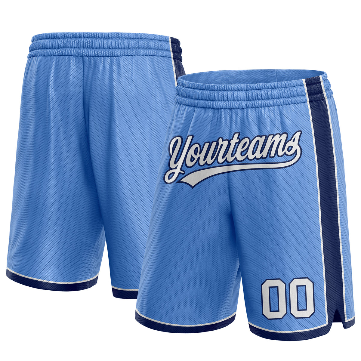 Cheap Custom Cream Light Blue-Navy Authentic Basketball Shorts