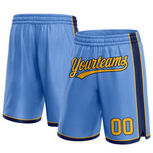 Load image into Gallery viewer, Custom Light Blue Gold-Navy Authentic Basketball Shorts