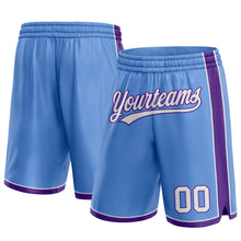 Laden Sie das Bild in den Galerie-Viewer, Custom Light Blue White-Purple Authentic Basketball Shorts