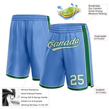 Load image into Gallery viewer, Custom Light Blue White-Kelly Green Authentic Basketball Shorts
