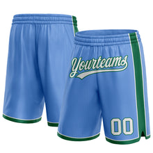 Load image into Gallery viewer, Custom Light Blue White-Kelly Green Authentic Basketball Shorts
