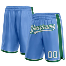 Laden Sie das Bild in den Galerie-Viewer, Custom Light Blue White-Kelly Green Authentic Basketball Shorts
