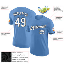 Load image into Gallery viewer, Custom Light Blue White-Black Performance T-Shirt