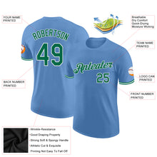 Load image into Gallery viewer, Custom Light Blue Kelly Green-White Performance T-Shirt