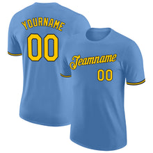 Load image into Gallery viewer, Custom Light Blue Yellow-Black Performance T-Shirt