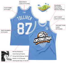 Загрузить изображение в средство просмотра галереи, Custom Light Blue White Authentic Throwback Basketball Jersey