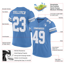 Load image into Gallery viewer, Custom Electric Blue White-Gray Mesh Authentic Football Jersey

