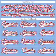 Load image into Gallery viewer, Custom Light Blue White-Red Hockey Lace Neck Jersey