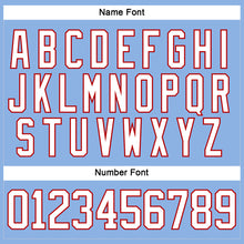 Load image into Gallery viewer, Custom Light Blue White-Red Hockey Lace Neck Jersey