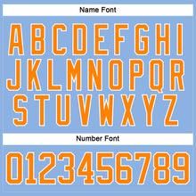 Load image into Gallery viewer, Custom Light Blue Bay Orange-White Hockey Lace Neck Jersey