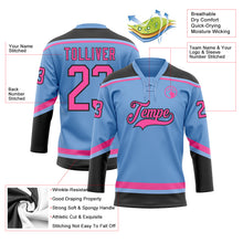 Load image into Gallery viewer, Custom Light Blue Pink-Black Hockey Lace Neck Jersey