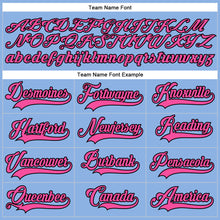 Load image into Gallery viewer, Custom Light Blue Pink-Black Hockey Lace Neck Jersey