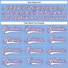 Load image into Gallery viewer, Custom Light Blue White-Purple Hockey Lace Neck Jersey