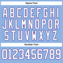 Load image into Gallery viewer, Custom Light Blue White-Purple Hockey Lace Neck Jersey