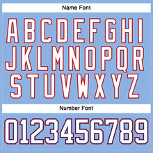 Load image into Gallery viewer, Custom Light Blue White Royal-Red Hockey Lace Neck Jersey