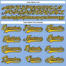 Load image into Gallery viewer, Custom Light Blue Yellow-Black Hockey Lace Neck Jersey