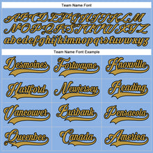 Load image into Gallery viewer, Custom Light Blue Old Gold-Black Hockey Lace Neck Jersey