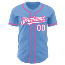Загрузить изображение в средство просмотра галереи, Custom Light Blue White-Pink Authentic Baseball Jersey