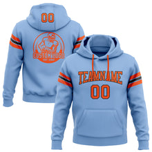 Load image into Gallery viewer, Custom Stitched Light Blue Orange-Black Football Pullover Sweatshirt Hoodie