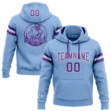 Load image into Gallery viewer, Custom Stitched Light Blue Purple-White Football Pullover Sweatshirt Hoodie
