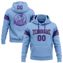 Charger l'image dans la galerie, Custom Stitched Light Blue Purple-Black Football Pullover Sweatshirt Hoodie