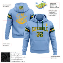Load image into Gallery viewer, Custom Stitched Light Blue Green-Gold Football Pullover Sweatshirt Hoodie
