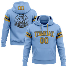 Load image into Gallery viewer, Custom Stitched Light Blue Old Gold-Black Football Pullover Sweatshirt Hoodie
