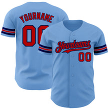 Charger l'image dans la galerie, Custom Light Blue Red-Navy Authentic Baseball Jersey