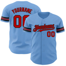 Charger l'image dans la galerie, Custom Light Blue Red-Black Authentic Baseball Jersey