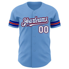 Загрузить изображение в средство просмотра галереи, Custom Light Blue White Royal-Red Authentic Baseball Jersey