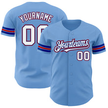 Загрузить изображение в средство просмотра галереи, Custom Light Blue White Royal-Red Authentic Baseball Jersey