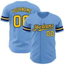 Charger l'image dans la galerie, Custom Light Blue Yellow-Navy Authentic Baseball Jersey