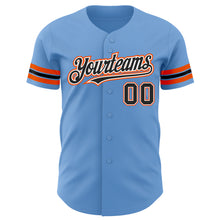 Charger l'image dans la galerie, Custom Light Blue Black-Orange Authentic Baseball Jersey
