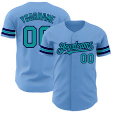 Charger l'image dans la galerie, Custom Light Blue Teal-Navy Authentic Baseball Jersey