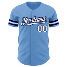 Загрузить изображение в средство просмотра галереи, Custom Light Blue White-Navy Authentic Baseball Jersey