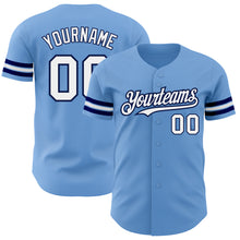 Загрузить изображение в средство просмотра галереи, Custom Light Blue White-Navy Authentic Baseball Jersey
