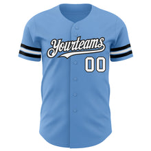 Загрузить изображение в средство просмотра галереи, Custom Light Blue White-Black Authentic Baseball Jersey