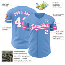 Charger l'image dans la galerie, Custom Light Blue White-Pink Authentic Baseball Jersey