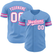 Charger l'image dans la galerie, Custom Light Blue White-Pink Authentic Baseball Jersey