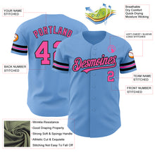 Laden Sie das Bild in den Galerie-Viewer, Custom Light Blue Pink-Black Authentic Baseball Jersey