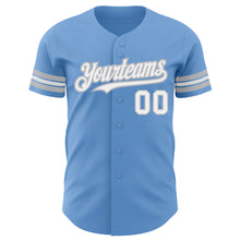 Charger l'image dans la galerie, Custom Light Blue White-Gray Authentic Baseball Jersey