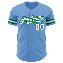 Charger l'image dans la galerie, Custom Light Blue White-Kelly Green Authentic Baseball Jersey