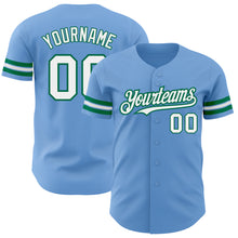 Charger l'image dans la galerie, Custom Light Blue White-Kelly Green Authentic Baseball Jersey