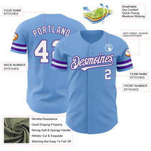 Charger l'image dans la galerie, Custom Light Blue White-Purple Authentic Baseball Jersey
