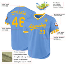 Charger l'image dans la galerie, Custom Light Blue Gold-White Authentic Throwback Baseball Jersey