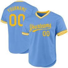 Charger l'image dans la galerie, Custom Light Blue Gold-White Authentic Throwback Baseball Jersey