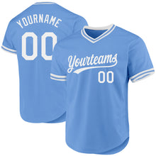 Load image into Gallery viewer, Custom Light Blue White Authentic Throwback Baseball Jersey